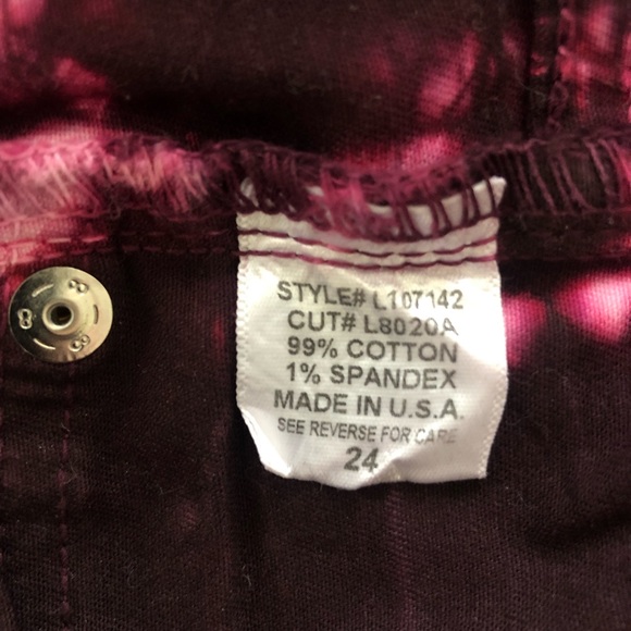 🌼 LF CARMAR Tie-Dye Low Rise Skinny Jeans, Maroon 24 LN - Picture 7 of 7